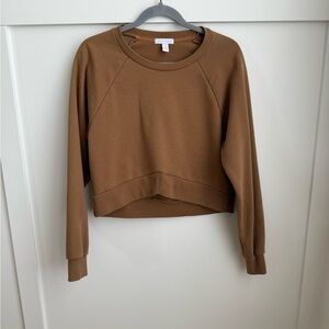 Beyond Yoga Cropped Pullover in Camel Brown